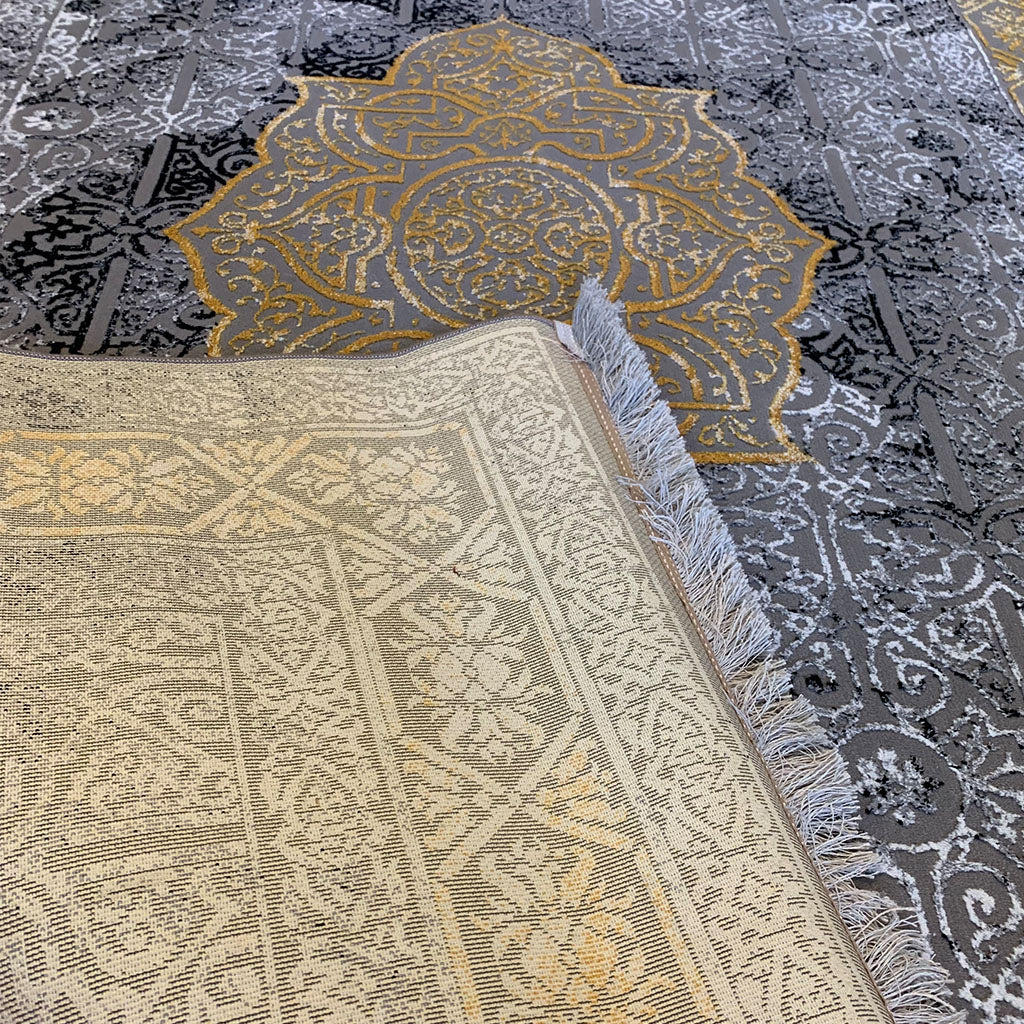 Bamboo Silk Carpet - Grey & Yellow