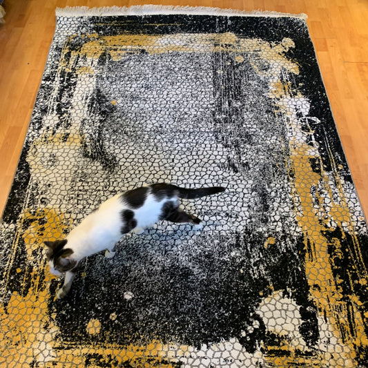 Bamboo Silk Carpet - Black & Yellow