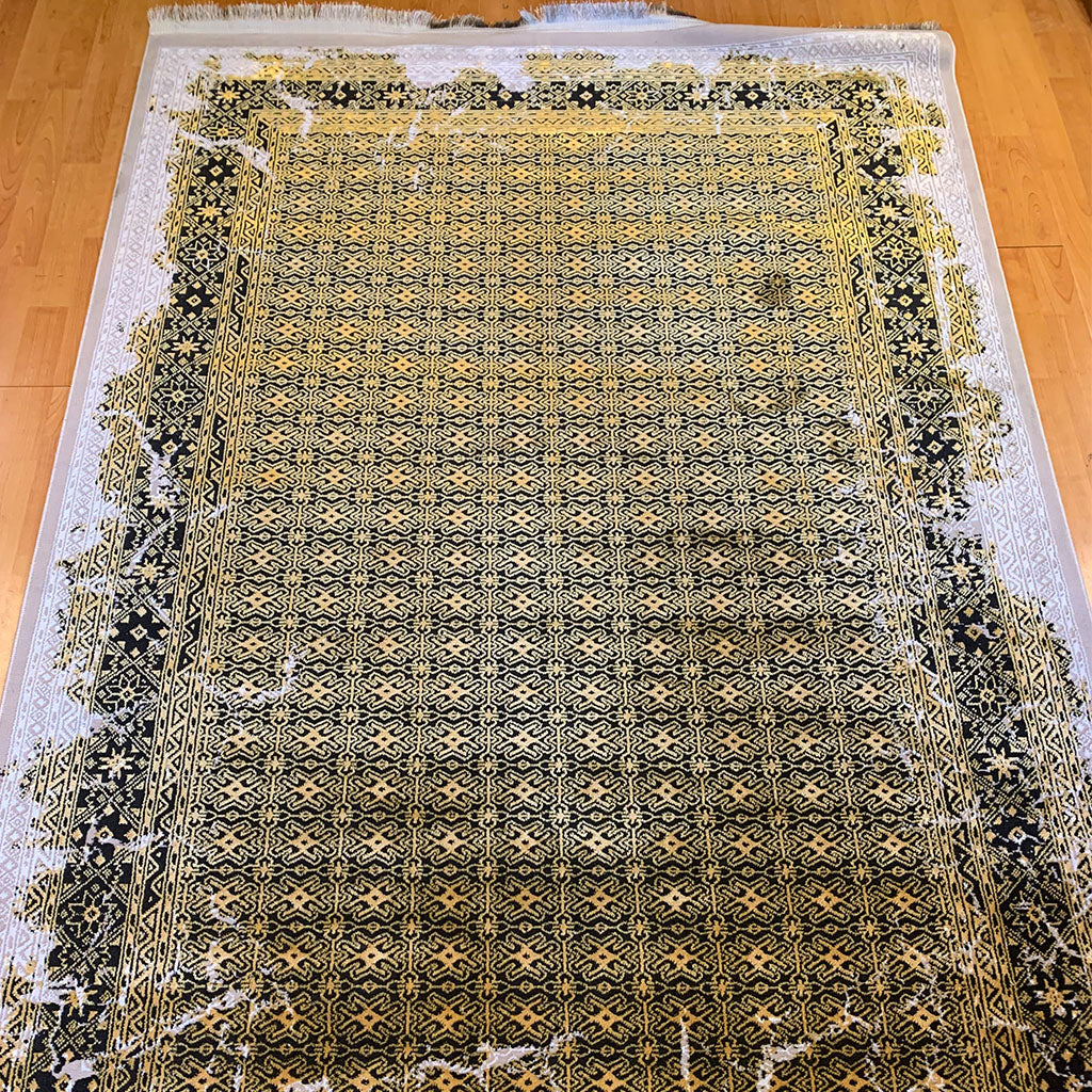 Bamboo Silk Carpet - Black, White & Yellow