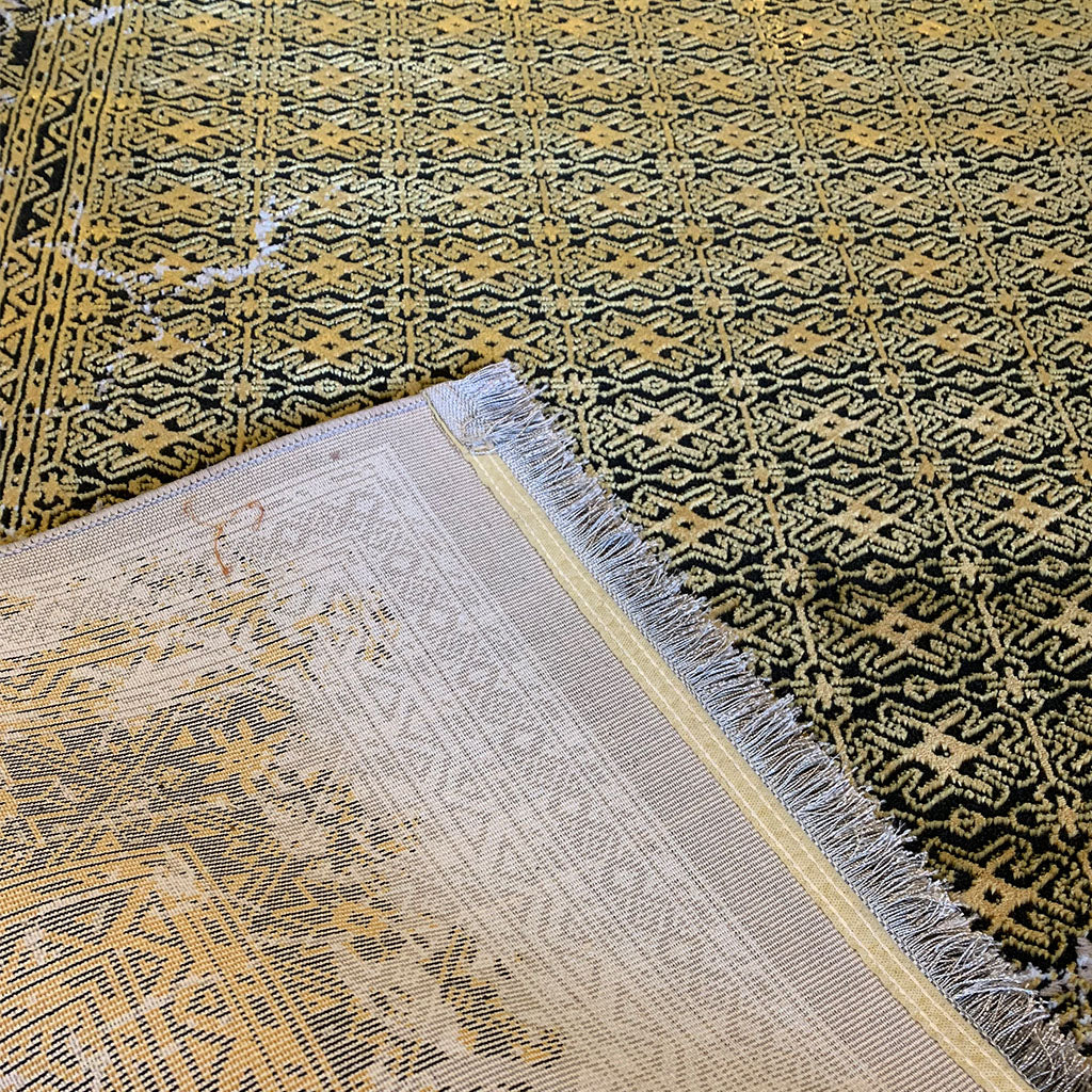 Bamboo Silk Carpet - Black, White & Yellow