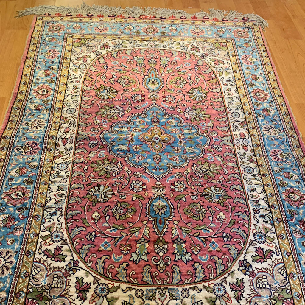 Silk Turkish Carpet - Light Pink