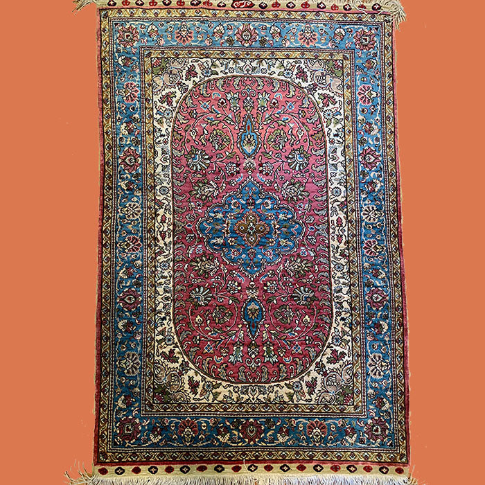 Silk Turkish Carpet - Light Pink