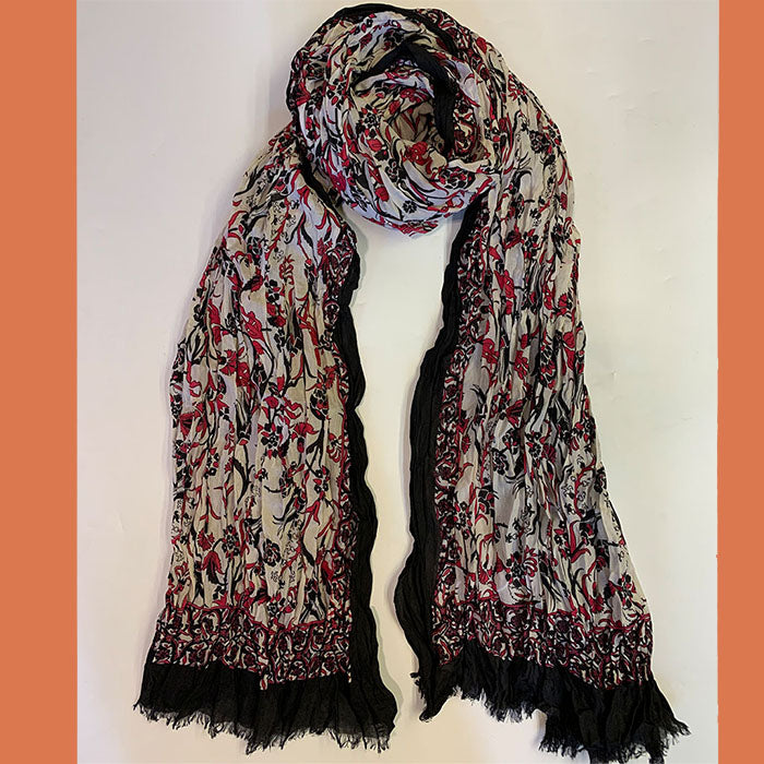 Turkish Cotton Creased Effect Floral Scarf