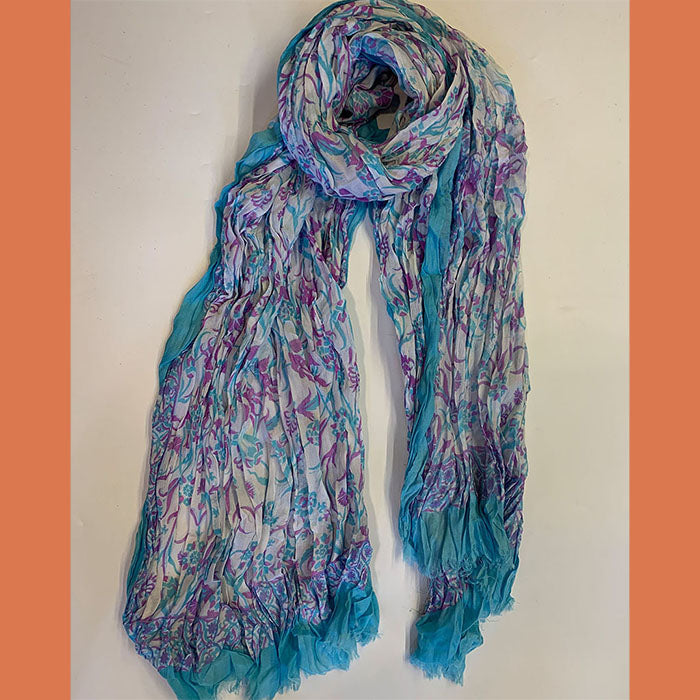 Turkish Cotton Creased Effect Floral Scarf