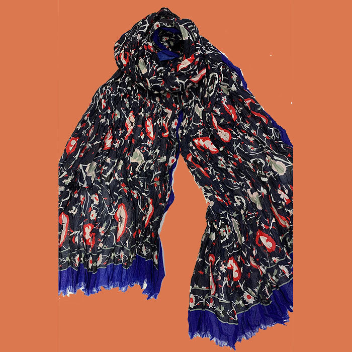 Turkish Cotton Creased Effect Floral Scarf