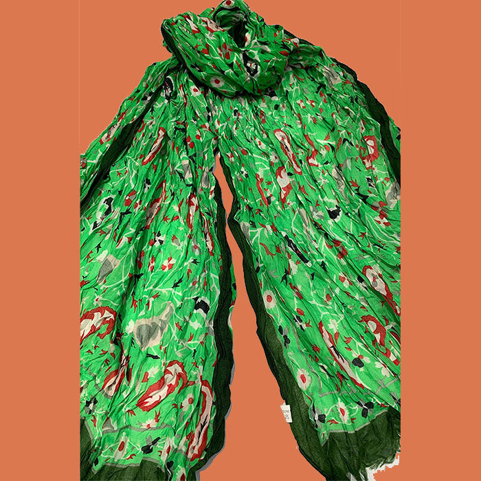 Turkish Cotton Creased Effect Floral Scarf